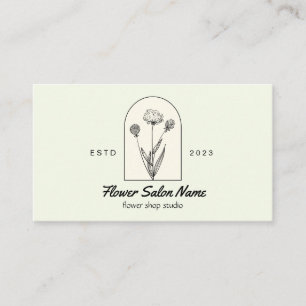 Green Beige Elegant Dandelion Flower Florist Business Card