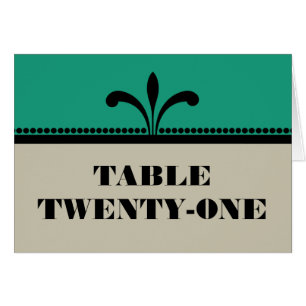 Green/Beige Fancy Art Deco Table Number Card