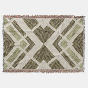 Green & Beige Striped Arrow Pattern Throw Blanket