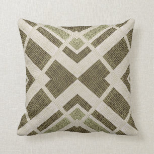 Green & Beige Striped Arrow Pattern Throw Pillow