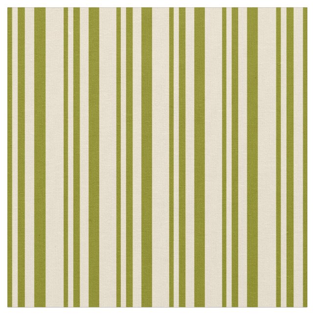 Green & Beige Stripes/Lines Pattern Fabric (Close Up)