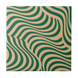 Green Beige Zebra Stripe Modern Minimalist Spring Tile