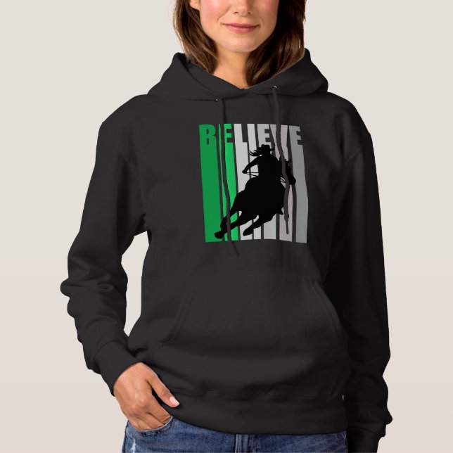 Green Believe Cowgirl Motivational Inspiring Farm  Hoodie (Front)