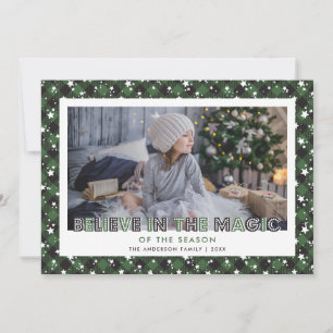 Green Believe In the Magic Photo Christmas Cards