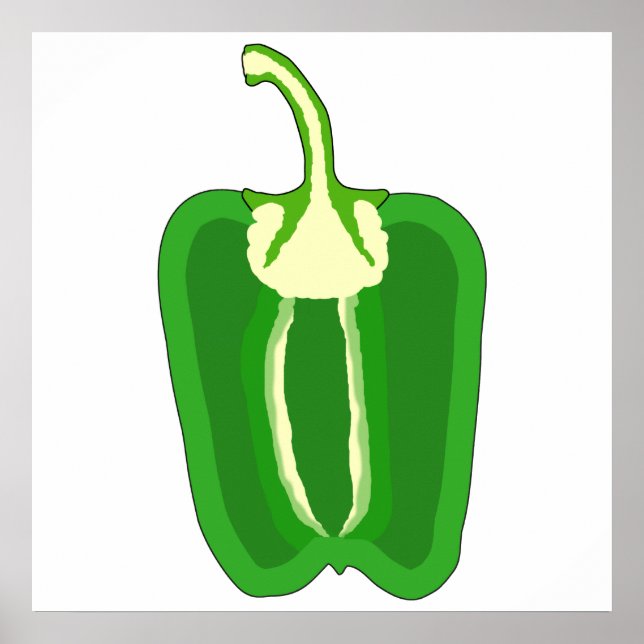 Green Bell Pepper. Halved. Poster (Front)
