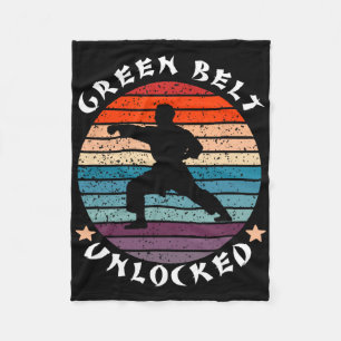 Green Belt Level Unlocked Achievement Karate Keep Fleece Blanket