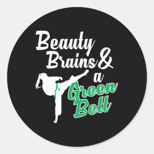 Green Belt Taekwondo Martial Arts Funny Judo Quote Classic Round Sticker