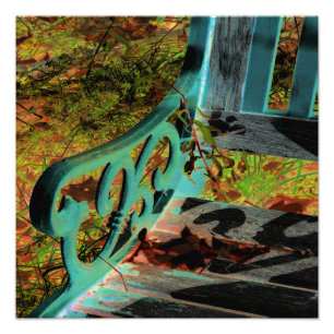 "Green Bench" A Digitally Altered and Edited Photo Print