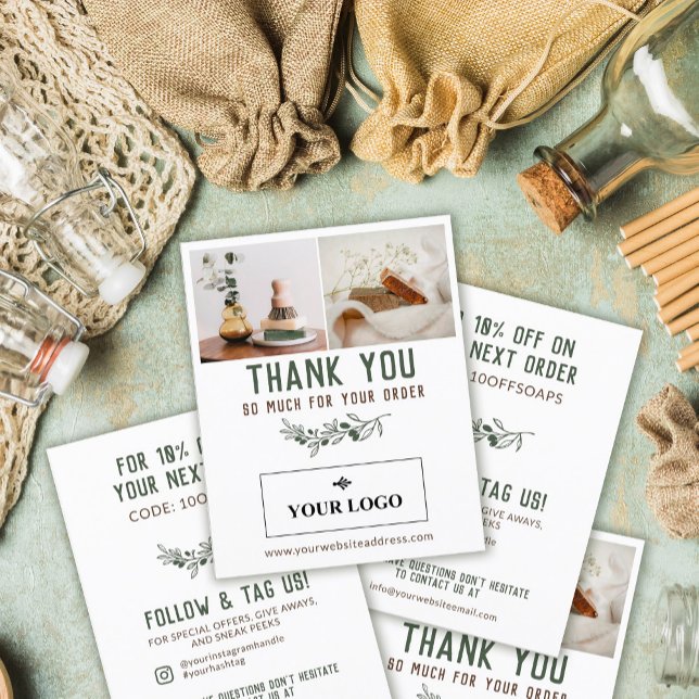 Green Berry Branch Logo & Photos Order Thank You Flyer (Creator Uploaded)