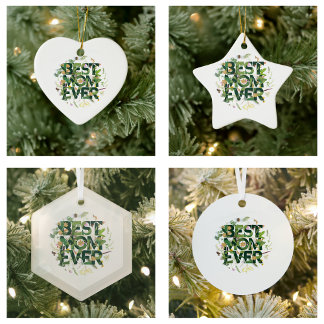 Green Best Mum Ever Mother's Day Gifts Ceramic Tree Decoration