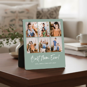 Green Best Mum Ever Six Photo Plaque