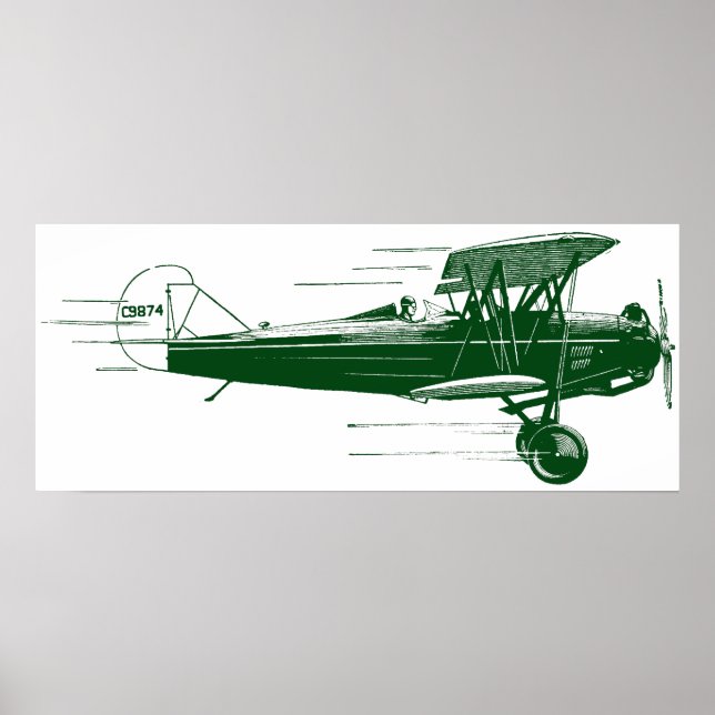 Green Bi Plane Poster (Front)