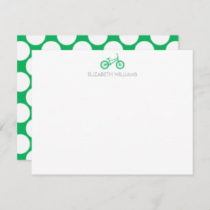 Green Bicycle and Large Dots Note Cards