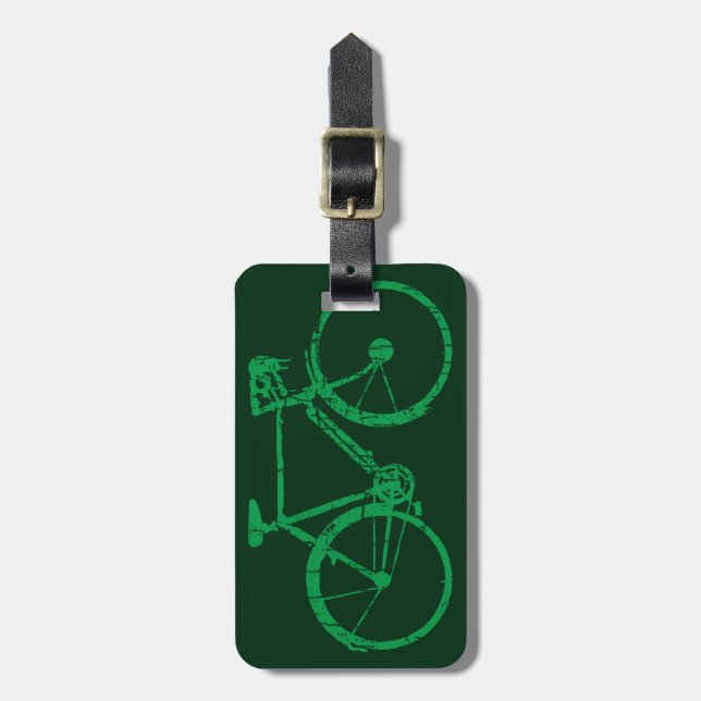 Green Bicycle . biking . bike-themed Luggage Tag (Front Vertical)
