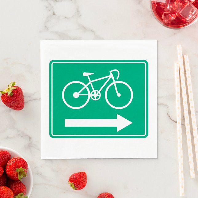 Green Bicycle Path Right Arrow Directional Sign Napkin (Creator Uploaded)