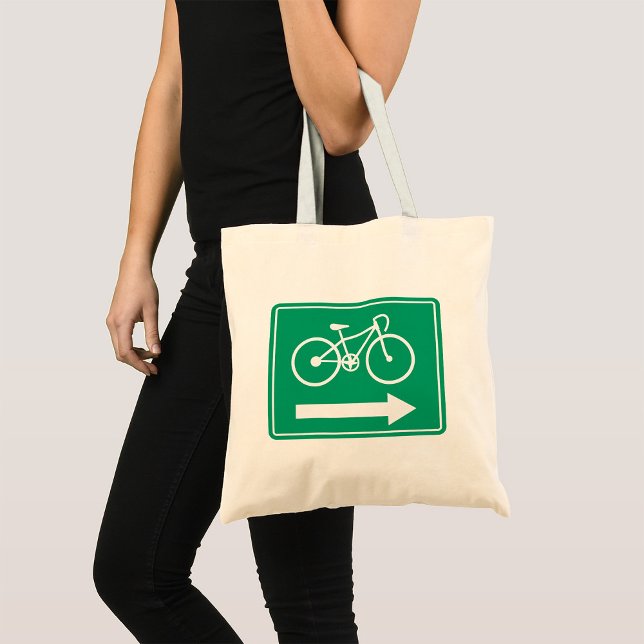 Green Bicycle Path Right Arrow Directional Sign Tote Bag (Creator Uploaded)