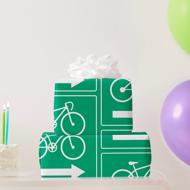 Green Bicycle Path Right Arrow Directional Sign Wrapping Paper (Creator Uploaded)