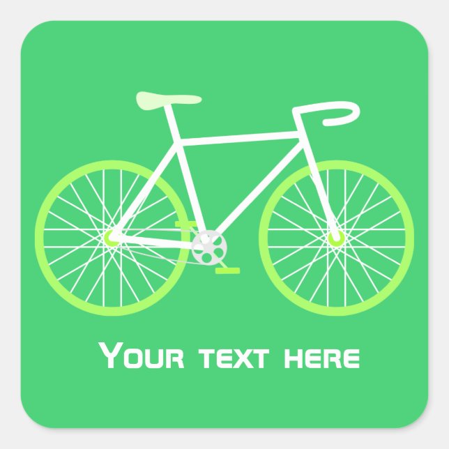Green Bicycle Square Sticker (Front)