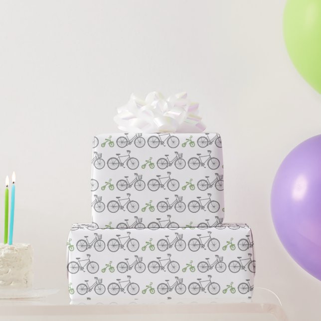 Green Bicycle Wrapping Paper (Party Gifts)