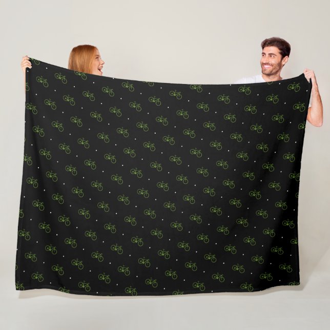 Green Bicycles on Black Fleece Blanket (In Situ)