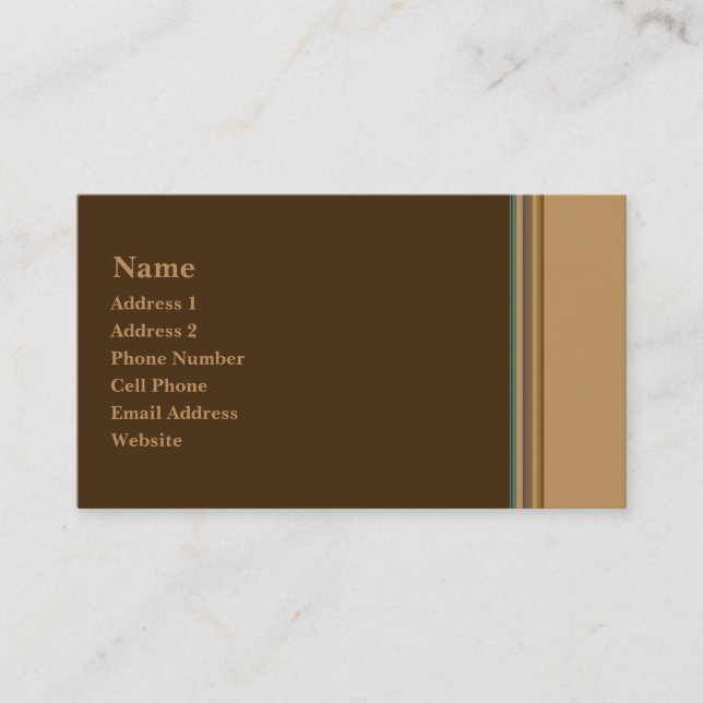 green biege striped business card (Front)