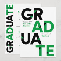 Green Big Bold Angle-Cut Letters Graduation