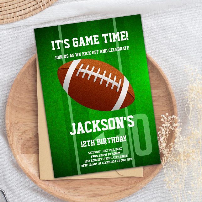 Green Big Football Birthday Invitation (Green Big Ball Football Birthday Invitations)