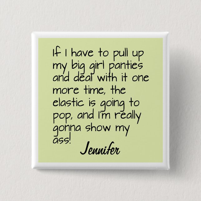 Green Big Girl Panties Word Saying Name Badge (Front)