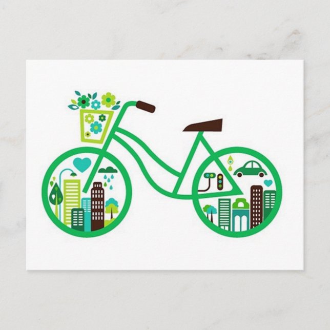 Green Bike Green Bikers Go Green Earth Day Postcard (Front)
