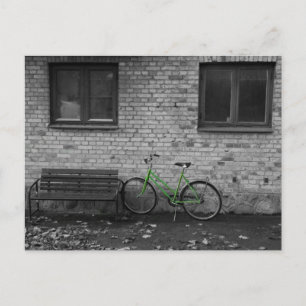 Green bike postcard