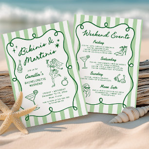 Green Bikinis & Martinis Bachelorette Weekend Invitation