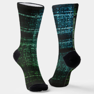 Green Binary Code Cyberpunk Computer Socks