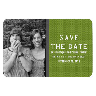 Green Binary Code Photo Save the Date Magnet