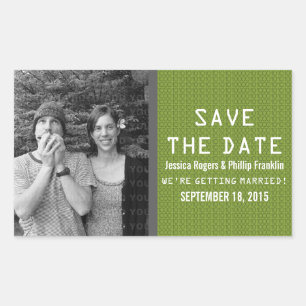 Green Binary Code Photo Save the Date Stickers