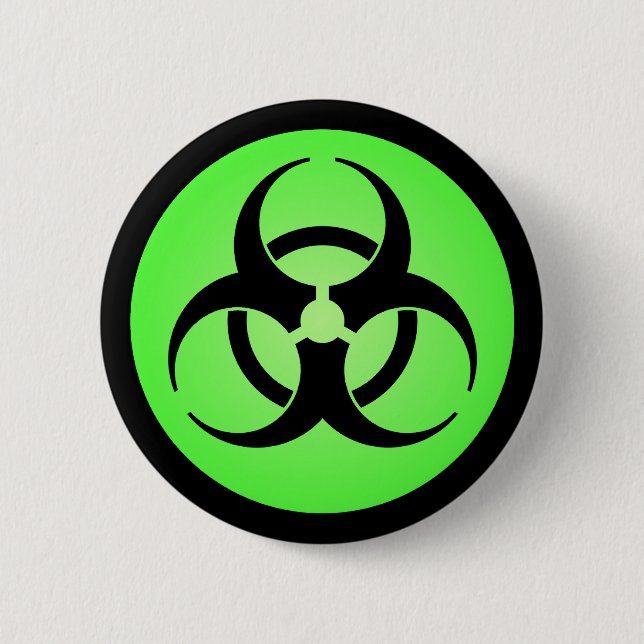 Green Biohazard Symbol 6 Cm Round Badge (Front)