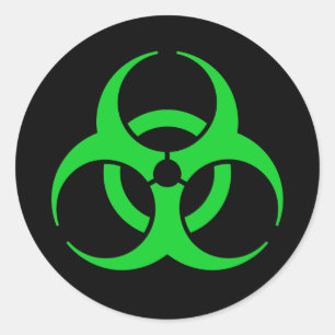 Green Biohazard Symbol Classic Round Sticker