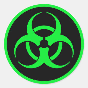 Green Biohazard Symbol Classic Round Sticker