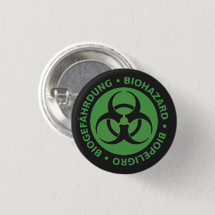Green Biohazard Warning 3 Cm Round Badge