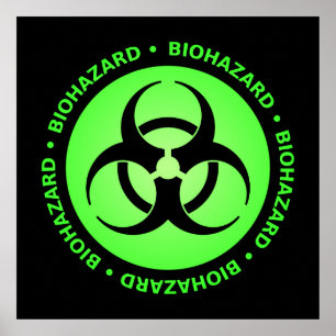Green Biohazard Warning Poster