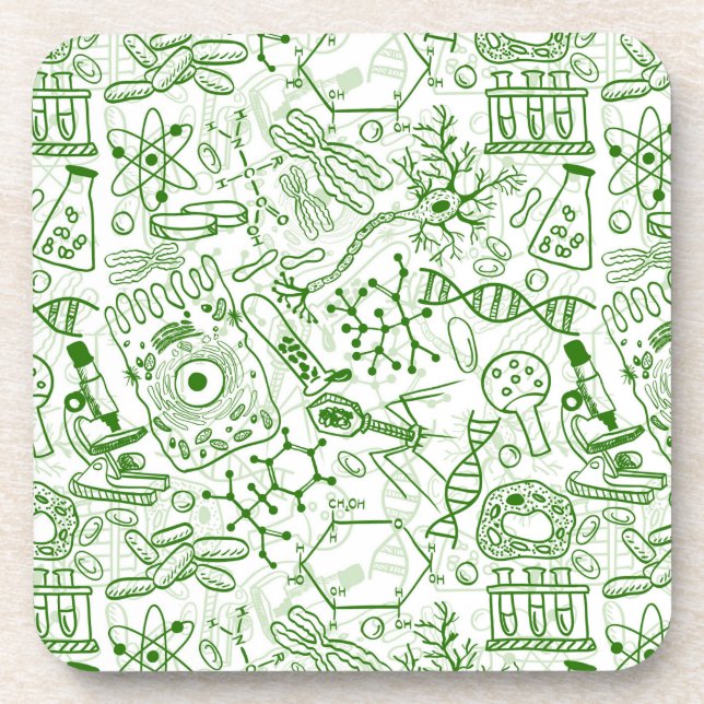 Green Biology Pattern Coaster (Front)