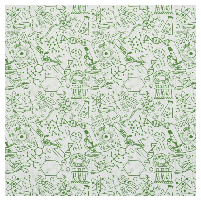 Green Biology Pattern Fabric (Swatch)