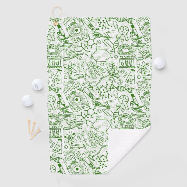 Green Biology Pattern Golf Towel (InSitu)