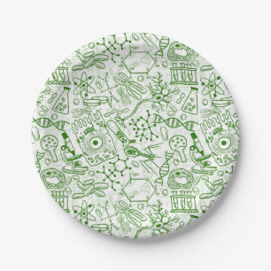 Green Biology Pattern Paper Plate