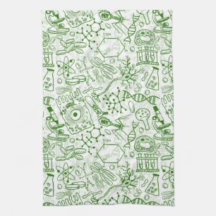 Green Biology Pattern Tea Towel