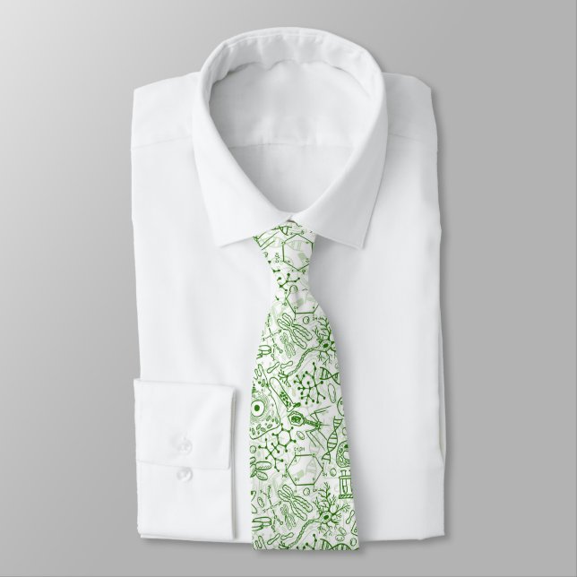 Green Biology Pattern Tie (Tied)