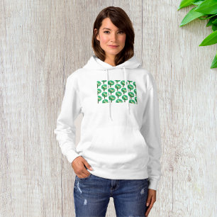 Green Bird and Tree Pattern Nature Inspired Hoodie