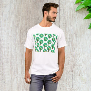 Green Bird and Tree Pattern Nature Inspired T-Shirt