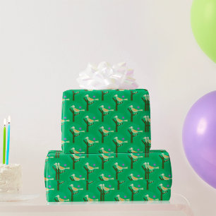 Green Bird and Tree Pattern Nature Inspired  Wrapping Paper