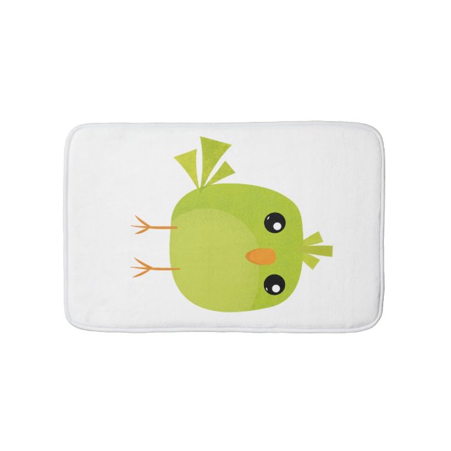 Green Bird Cartoon   Bath Mat (Front)