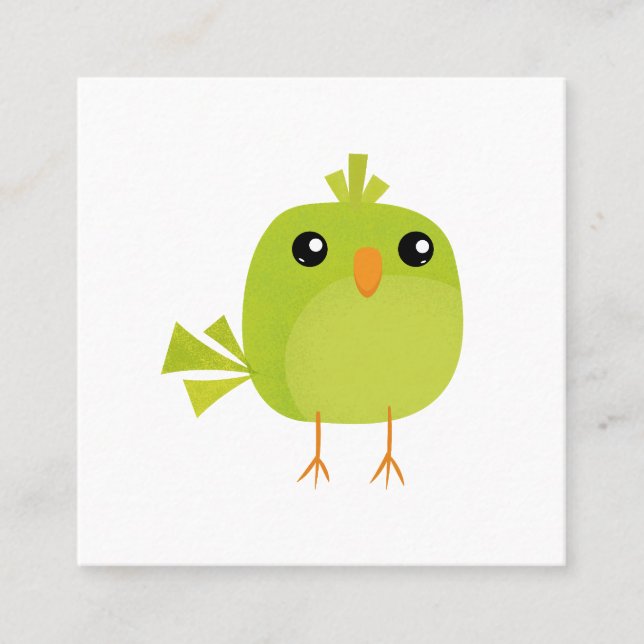 Green Bird Cartoon   Calling Card (Front)